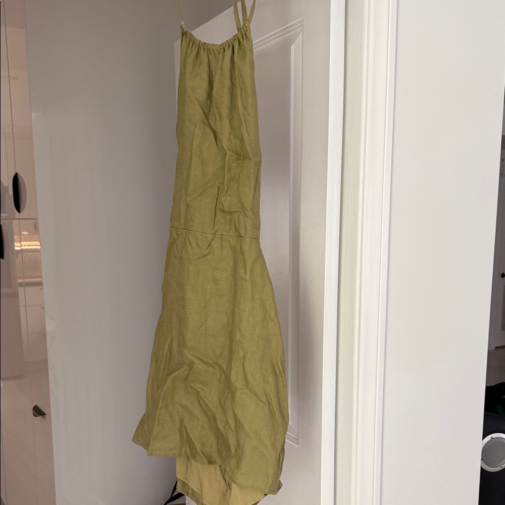 Reformation Olive Green Backless Dress